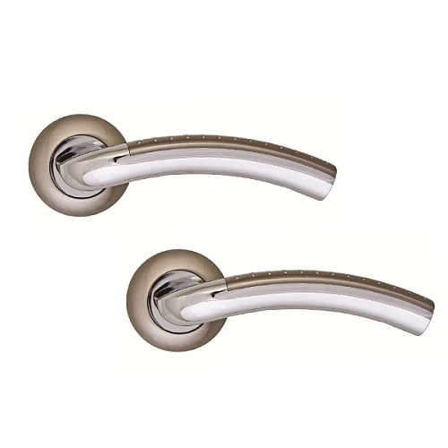 Ручки на розетте SIBA Bari (R02) матовый никель/хром  - Фото №1