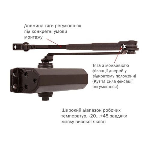 Доводчик RYOBI DS-2055V BC STD с фиксацией до 100кг Коричневый - Фото №7