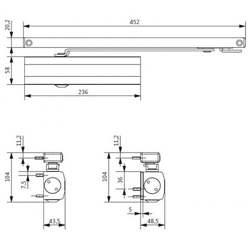 Дотягувач GU ОТS 430 SLD до 70кг FIRE Сірий - Фото №2
