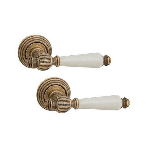 Ручки на розеті FIMET Michelle 106P (269) F43 матова бронза/білий фарфор - Фото №1