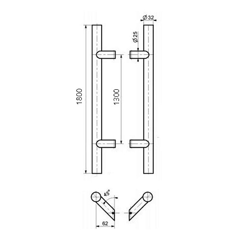 Ручки скоби MEDOS SS 1800/1300.45 (комплект) нержавіюча сталь  - Фото №6