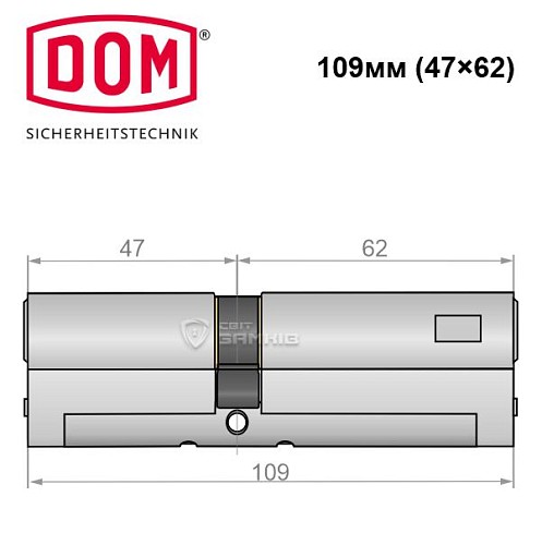 Цилиндр DOM Diamant 109 (47*62) никель сатин - Фото №4