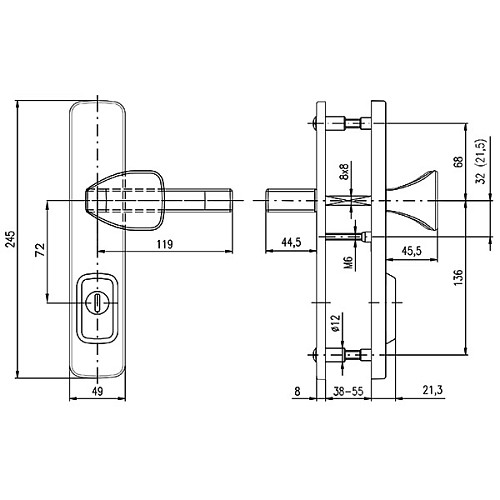 Ручки на планці з протектором ROSTEX Astra R 72мм (38-55мм) фіксована-нажимна титан PVD матовий - Фото №7