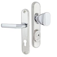 Ручки на планці з протектором ROSTEX Decor R 85мм (40-45мм) фіксована-нажимна хром матовий