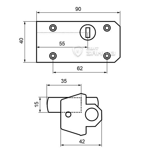 Замок накладной ГОЛЕОЛ ЗН 4 (BS55мм) 3 ключа - Фото №5