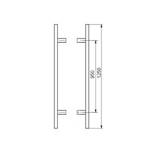 Ручка скоба PROFIT Bergama 1250/950.90 (комплект) труба 40*20 нержавіюча сталь глянцева - Фото №2