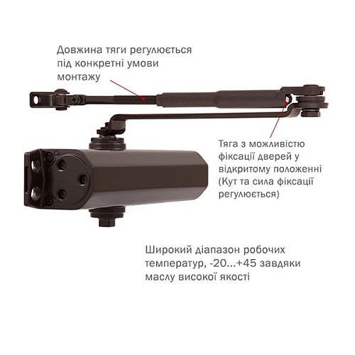 Доводчик RYOBI DS-2005V BC STD с фиксацией до 100кг Коричневый - Фото №5