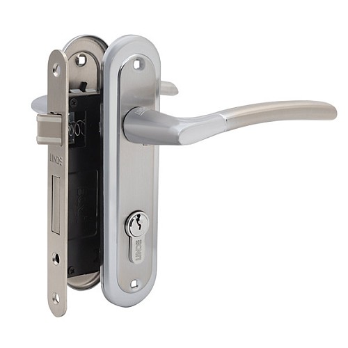 Комплект замка LINDE A-1210 PZ (BS40*62мм) SN/CP матовий нікель/полірований хром - Фото №1