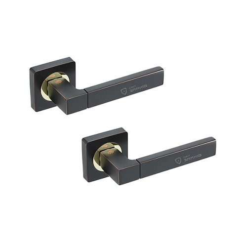 Ручки на розеті GAVROCHE Stannum AL-A1 ORB/PB чорний з патиною/золото - Фото №1