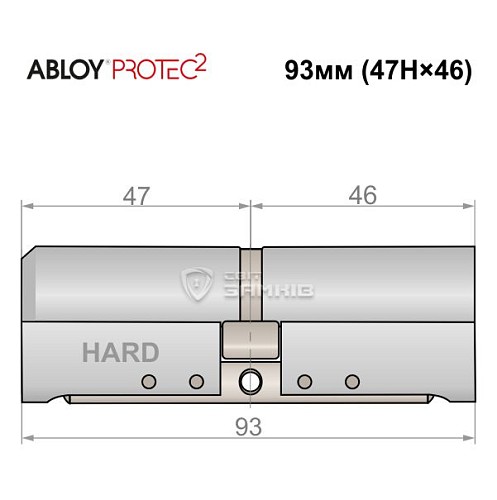 Цилиндр ABLOY Protec2 93 (47H*46) (H - закаленная сторона) хром полированный - Фото №4