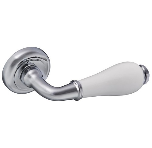 Ручки на розетте GAVROCHE Hydrargyrum HG-Z8 CP/White хром/белая эмаль - Фото №4