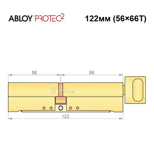 Цилиндр ABLOY Protec2 122T (56*66T) латунь полированная - Фото №8