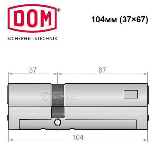 Циліндр DOM Diamant 104T (37*67T) нікель сатин - Фото №5