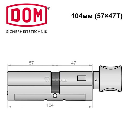 Цилиндр DOM Diamant 104T (57*47T) никель сатин - Фото №5