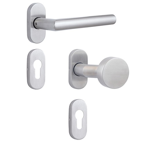 Ручки на розеті з накладками на серцевину ROSTEX Vigo-Tablet ES32 нержавіюча сталь матова - Фото №1