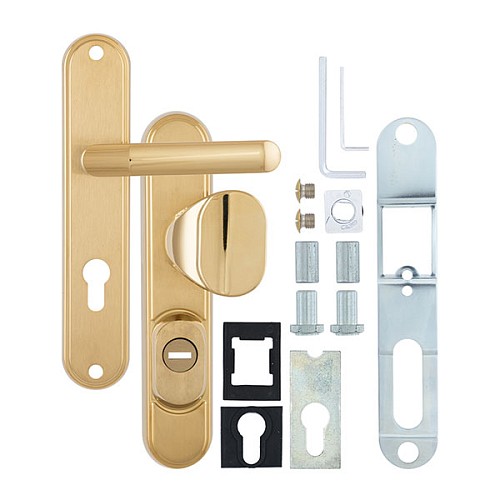 Ручки на планці з протектором ROSTEX Decor R 72мм (40-45мм) фіксована-нажимна титан PVD матовий - Фото №6