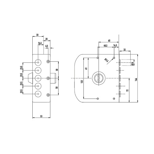 Замок накладной POTENT 420 (BS60мм) левый 3 ключа - Фото №6