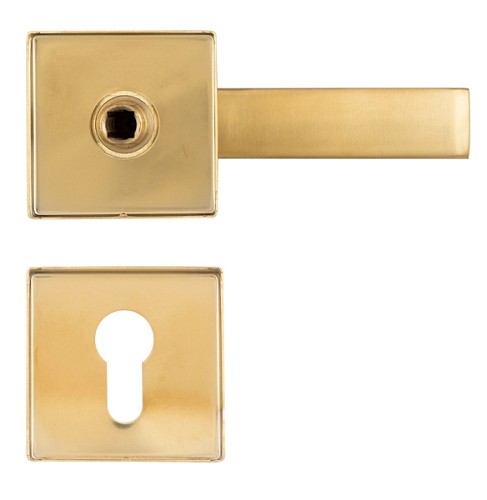 Ручки на розеті з протектором ROSTEX Quadrum нержавіюча сталь матова титан PVD - Фото №3