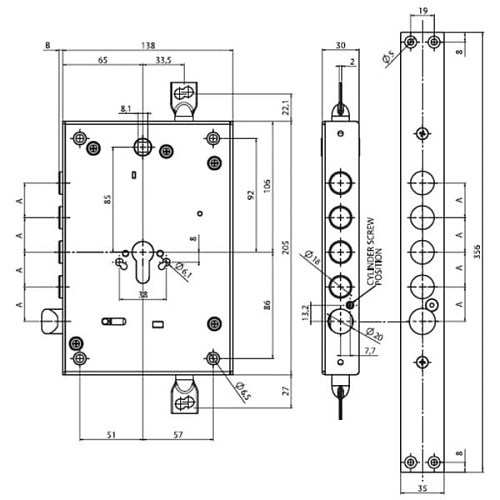 Механізм замка MUL-T-LOCK CTFMB1032800A L.O.G. (BS65*85мм) хром полірований без зв.планки - Фото №5