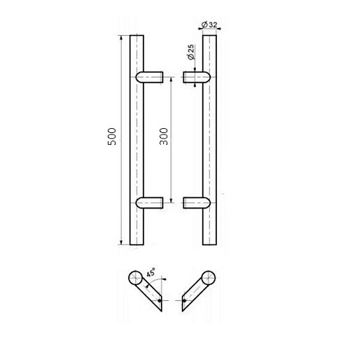 Ручки скобы MEDOS CS 500/300.45 (комплект) матовые края - Фото №6