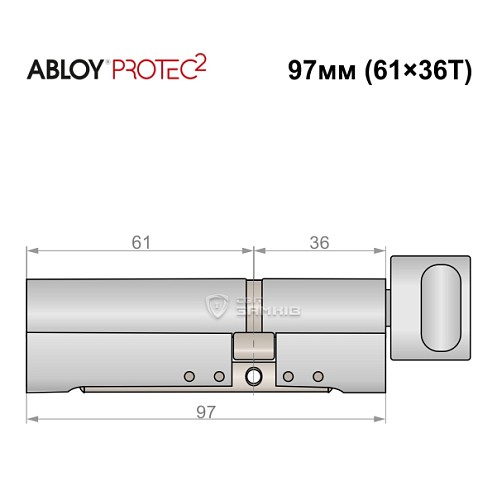 Циліндр ABLOY Protec2 97T (61*36T) хром полірований - Фото №5