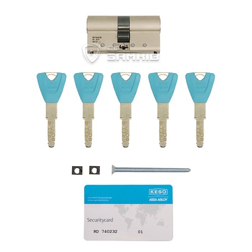 Цилиндр KESO 8000 90 (45*45) никель сатин 5 ключей - Фото №7