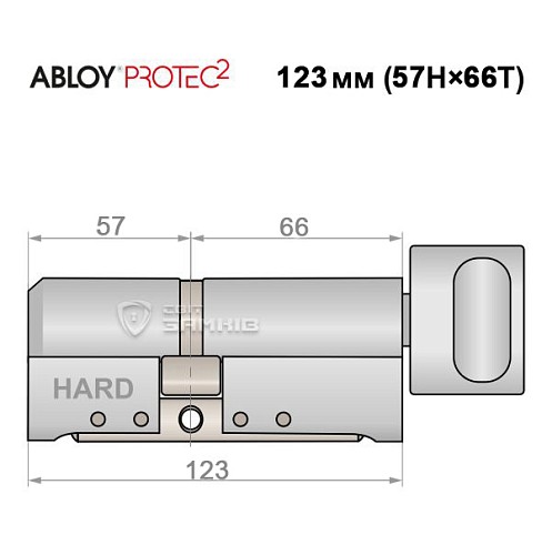 Циліндр ABLOY Protec2 123T (57H*66T) (H - гартована сторона) хром полірований - Фото №5