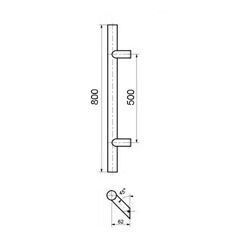 Ручка скоба ZENK METAL Bergama 800/500.45 (внутренняя) труба 40*20 черная - Фото №2