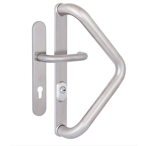 Ручка скоба ROSTEX V 390 фіксована-нажимна 85 (комплект) нержавіюча сталь матова - Фото №1