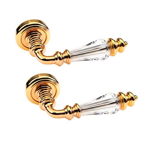 Ручки на розетте FADEX Siena 472V Swarovski O01 золото 24К - Фото №1