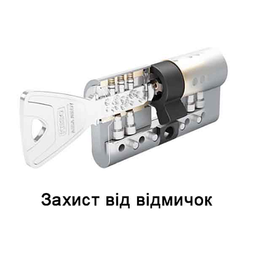 Цилиндр KESO 8000 70T (30*40T) никель сатин 3 ключа - Фото №8