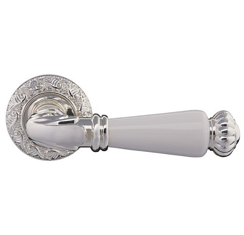 Ручки на розетте GAVROCHE Neodium Nd-Z20 BS/W яркое серебро/белая эмаль - Фото №2