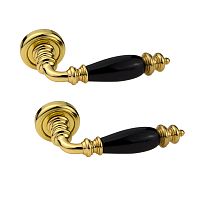 Ручки на розетте FADEX Siena Ceramic V L01 латунь полированная/черная керамика