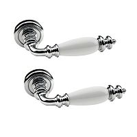 Ручки на розетте FADEX Siena Ceramic V C01 хром полированная/белая керамика