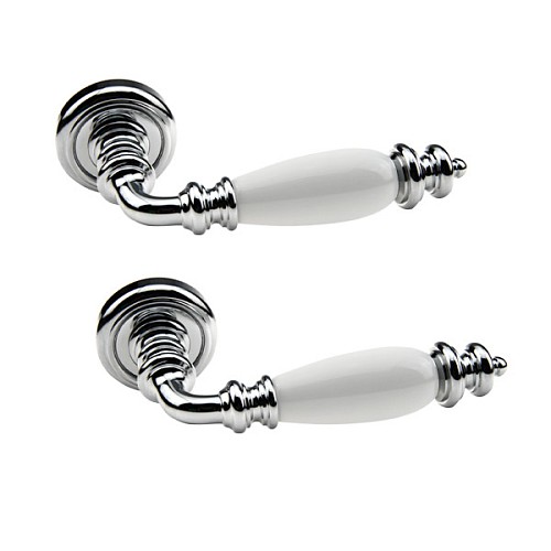 Ручки на розетте FADEX Siena Ceramic V C01 хром полированная/белая керамика - Фото №1