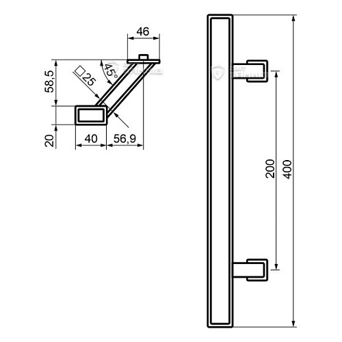 Ручки скоби ABARO Sydney 45° L:400 X:200 W:40*20mm BM чорний мат. (комплект) - Фото №12