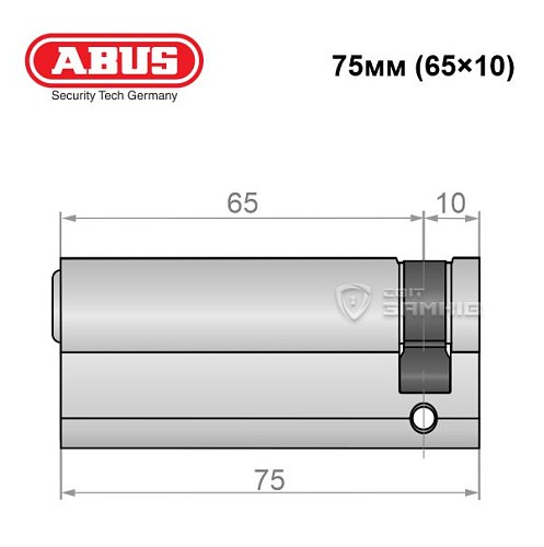 Циліндр половинка ABUS S60P 75 (65*10) нікель - Фото №5