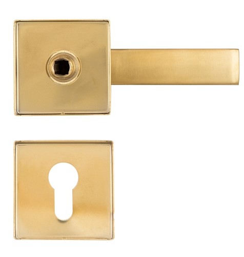 Ручки на розетте с протектором ROSTEX Quadrum фиксированная-нажимная нержавеющая сталь матовая титан PVD - Фото №3