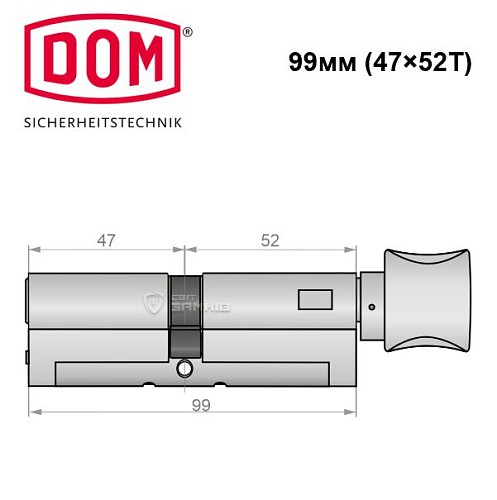 Цилиндр DOM Diamant 99T (47*52T) никель сатин - Фото №5