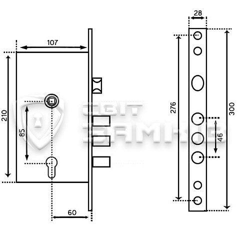 Механизм замка CLASS 252RL (BS60*85мм) CP хром - Фото №5