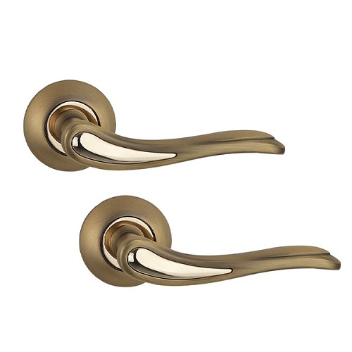 Ручки на розеті SIBA Modena (R02) матова кава/темне золото - Фото №1