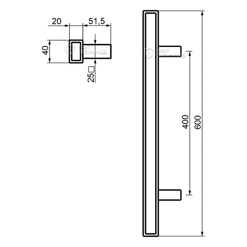 Ручка скоба ABARO Sydney 90° L:600 X:400 W:40*20mm BM чорний мат. (половинка) - Фото №8