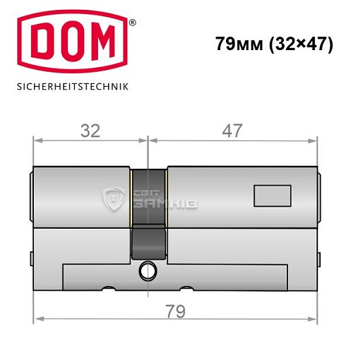 Цилиндр DOM Diamant 79 (32*47) никель сатин - Фото №4