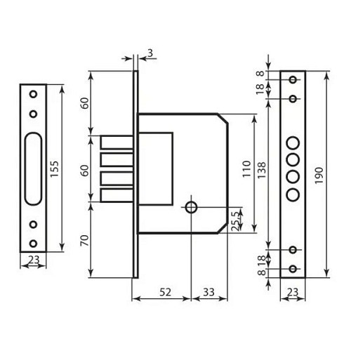 Механізм замка IMPERIAL 189-4MF (BS52мм)  - Фото №4