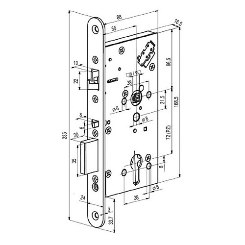 Электромеханический замок ABLOY EL 560 (BS55*72мм) с функцией антипаники - Фото №5