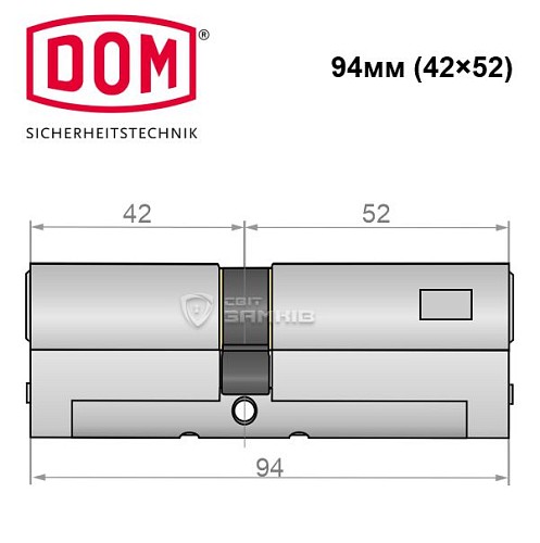 Цилиндр DOM Diamant 94 (42*52) никель сатин - Фото №4