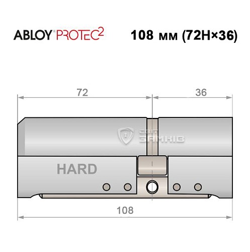 Цилиндр ABLOY Protec2 108 (72Н*36) (Н - закаленная сторона) хром полированный - Фото №4