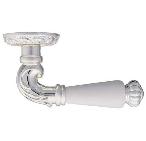 Ручки на розетте GAVROCHE Neodium Nd-Z20 BS/W яркое серебро/белая эмаль - Фото №3