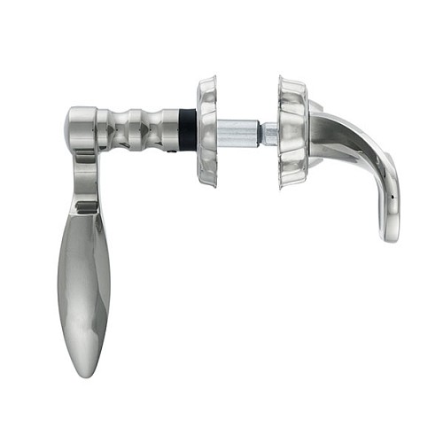 Ручки на планці з протектором ROSTEX Ozdobna R 85мм (40-45мм) фіксована-нажимна хром матовий (права) - Фото №5