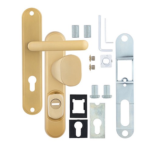 Ручки на планці з протектором ROSTEX Decor R 72мм (40-45мм) фіксована-нажимна титан PVD сатин - Фото №6